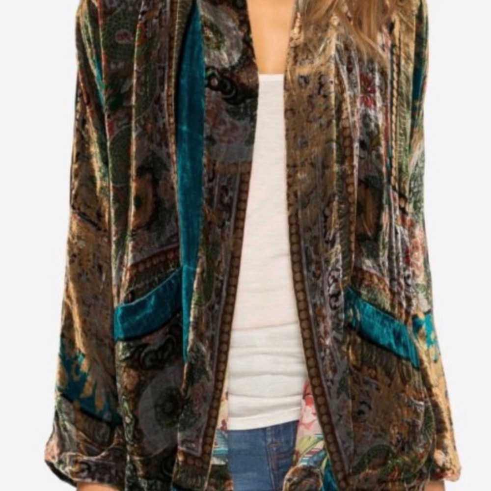 Johnny Was Silk Velvet Dragonia Kimono. Size Medium